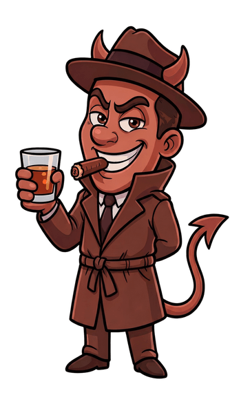 Dumpie with cigar and whiskey — the devil half